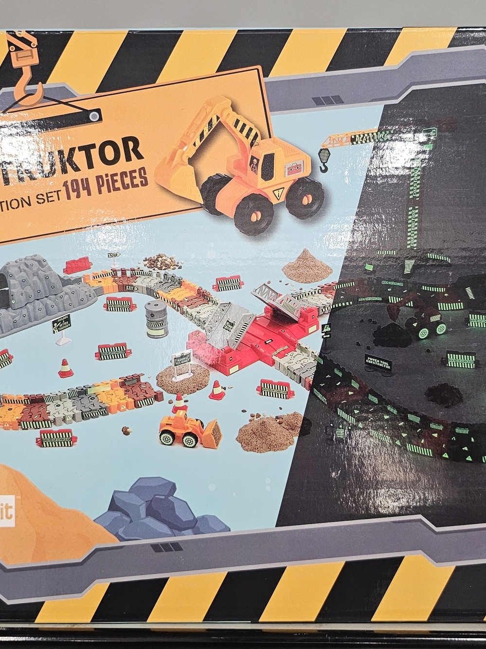 Orange Excavator Track Building Set for Kids - 194-Piece Construction Playset
